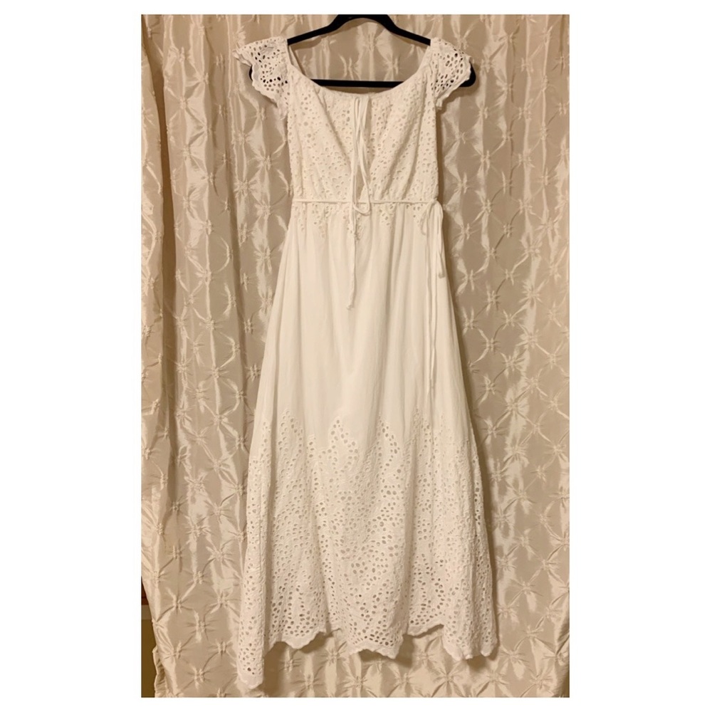June & Hudson White Eyelet Midi Dress A Line Empire